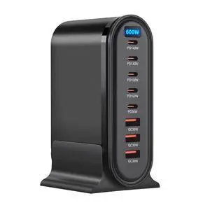 600W GaN Desktop Charger, 5-Port Type C & 3-Port USB A Fast Charging Station, Single USB C Up to 140W, Smart Power Distribution, Space-Saving Oval Design for Laptop, Phone, Tablet (US Plug) 600W GaN Desktop Charger, 5-Port Type C & 3-Port USB A Fast Charging Station, Single USB C Up to 140W, Smart Power Distribution, Space-Saving Oval Design for Laptop, Phone, Tablet (US Plug)