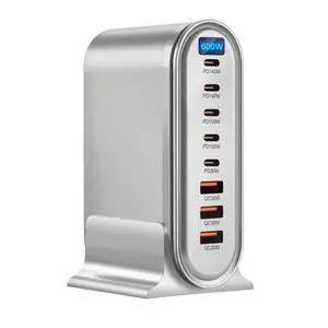 600W GaN Desktop Charging Station with Smart Display, 8-Port USB-C & USB-A Fast Charger Hub, PD 3.1 Multi-Device Power Adapter for MacBook Pro, iPhone 15/14, iPad, Samsung Galaxy(Silver) 600W GaN Desktop Charging Station with Smart Display, 8-Port USB-C & USB-A Fast Charger Hub, PD 3.1 Multi-Device Power Adapter for MacBook Pro, iPhone 15/14, iPad, Samsung Galaxy(Silver)