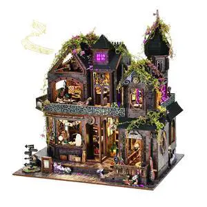 Magic Castle DIY Dollhouse Model Kit Handmade Wooden 3D Puzzle House , Miniature Furniture & Gothic Architecture, Creative Assembly Gift Magic Castle DIY Dollhouse Model Kit Handmade Wooden 3D Puzzle House , Miniature Furniture & Gothic Architecture, Creative Assembly Gift