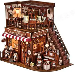 DIY Miniature House Kit, Dollhouse Fantastic Corner Shop for Adults to Build, Birthday/Christmas Day Gift for Family and Friends, Prefab Tiny Home with LED Lights,Corner Dessert House DIY Miniature House Kit, Dollhouse Fantastic Corner Shop for Adults to Build, Birthday/Christmas Day Gift for Family and Friends, Prefab Tiny Home with LED Lights,Corner Dessert House