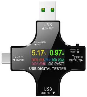 USB Power Meter Tester 2 in 1 Type C Digital Multimeter | Color Screen LCD, Voltage Current Voltmeter Amp Volt Ammeter Detector, USB Cable Charger Indicator, DC3.6-30V/0-5.1A USB Power Meter Tester 2 in 1 Type C Digital Multimeter | Color Screen LCD, Voltage Current Voltmeter Amp Volt Ammeter Detector, USB Cable Charger Indicator, DC3.6-30V/0-5.1A