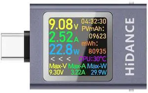 USB C Power Meter USB C Tester, USB Multimeter 4.5-50V 0-12A Two-Way Measurement Voltage Current Capacity Amp Volt Voltmeter Ammeter Detector Color Display Digital Tester for Chargers Power Bank Cable USB C Power Meter USB C Tester, USB Multimeter 4.5-50V 0-12A Two-Way Measurement Voltage Current Capacity Amp Volt Voltmeter Ammeter Detector Color Display Digital Tester for Chargers Power Bank Cable