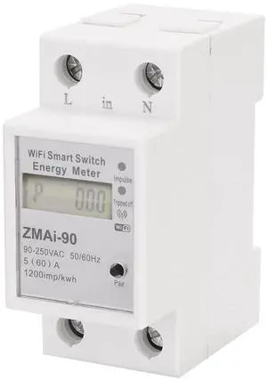 Single-Phase Din Rail WiFi Intelligent Energy Meter Power Consumption Kwh Meter Wattmeter Support Smartlife/Tuya APP Control Compatible with Alexa and Google Home Single-Phase Din Rail WiFi Intelligent Energy Meter Power Consumption Kwh Meter Wattmeter Support Smartlife/Tuya APP Control Compatible with Alexa and Google Home