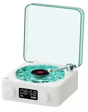 Waves Vinyl Bluetooth Speaker, Vinyl Record Player Style with Ocean Sound White Noise, Retro Bluetooth with Ambient Light and Timer, Mini Record Player Cute Speaker,Blue Waves Vinyl Bluetooth Speaker, Vinyl Record Player Style with Ocean Sound White Noise, Retro Bluetooth with Ambient Light and Timer, Mini Record Player Cute Speaker,Blue