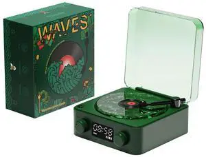 Waves Vinyl Bluetooth Speaker, Vinyl Record Player Style with Ocean Sound White Noise, Retro Bluetooth with Ambient Light and Timer, Mini Record Player Cute Speaker,Christmas Green Waves Vinyl Bluetooth Speaker, Vinyl Record Player Style with Ocean Sound White Noise, Retro Bluetooth with Ambient Light and Timer, Mini Record Player Cute Speaker,Christmas Green