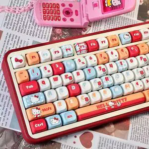 MOA PBT Keycaps Hello Kitty Full Set 125 Keys 5-Sided Dye-Sublimation, Anti-Oil Texture, Compatible with 60/75/TKL/Full Size Mechanical Keyboards MOA PBT Keycaps Hello Kitty Full Set 125 Keys 5-Sided Dye-Sublimation, Anti-Oil Texture, Compatible with 60/75/TKL/Full Size Mechanical Keyboards