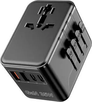 Universal Travel Adapter, International Power Adapter GaN, Type C/G/D/I/A | Auto-Resetting Fuse, 3 USB-C/2 USB-A&1 AC, All-in-One Portable Plug Adaptor Worldwide For US to EU UK AU IN Spain France Universal Travel Adapter, International Power Adapter GaN, Type C/G/D/I/A | Auto-Resetting Fuse, 3 USB-C/2 USB-A&1 AC, All-in-One Portable Plug Adaptor Worldwide For US to EU UK AU IN Spain France