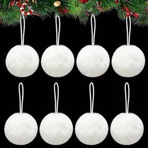 12Pcs Plush Christmas Ornament Balls Set Green Christmas Tree Hanging Decorations for Holiday Scene Setup( White) 12Pcs Plush Christmas Ornament Balls Set Green Christmas Tree Hanging Decorations for Holiday Scene Setup( White)