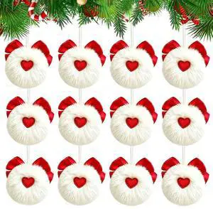10Pcs Christmas Plush Pom Pom Ornaments Fluorescent Green Elf Hanging Decorations with Bow, White Faux Rabbit Fur Tree Hanging Balls for Holiday Setup 10Pcs Christmas Plush Pom Pom Ornaments Fluorescent Green Elf Hanging Decorations with Bow, White Faux Rabbit Fur Tree Hanging Balls for Holiday Setup