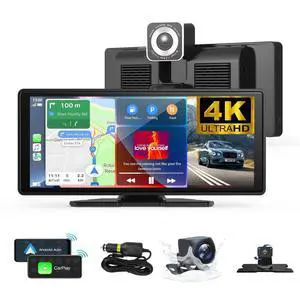10.26" Wireless CarPlay Dash Cam with 4K Front & 1080P Rear Dual Recording Bluetooth 5.0, Screen Mirroring, 1600×600 IPS Touchscreen, TF Card Support, Android/Auto Apple Carplay, Voice Control 10.26" Wireless CarPlay Dash Cam with 4K Front & 1080P Rear Dual Recording Bluetooth 5.0, Screen Mirroring, 1600×600 IPS Touchscreen, TF Card Support, Android/Auto Apple Carplay, Voice Control