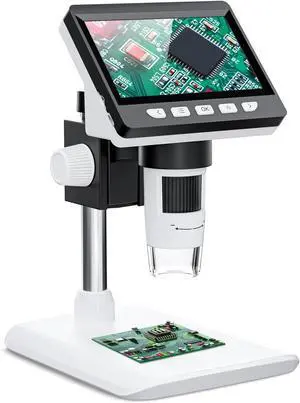 4.3" Digital Microscope for Adults, SKYEAR Coin Microscope 1000X Magnification with 8 Ajustable LED Fill Lights, USB Microscope for Windows/MacOS, Coin Collection Supplies-White 4.3" Digital Microscope for Adults, SKYEAR Coin Microscope 1000X Magnification with 8 Ajustable LED Fill Lights, USB Microscope for Windows/MacOS, Coin Collection Supplies-White