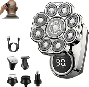 Bawldy Pro Head Shaver with 9D Floating, IPX7 Waterproof,Stainless Steel Dual-Blade 9000RPM, LED Display, USB-C Fast Charge, 6-in-1 Kit for Head/Beard/Nose/Ear, Travel Lock Bawldy Pro Head Shaver with 9D Floating, IPX7 Waterproof,Stainless Steel Dual-Blade 9000RPM, LED Display, USB-C Fast Charge, 6-in-1 Kit for Head/Beard/Nose/Ear, Travel Lock