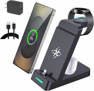 3 in 1 Fast Charging Station for Samsung Galaxy Phones Watch Earbuds Charger, Fast Android Charger Stand Dock for Samsung Galaxy S25/S24/S23/S22/21/20/Note20/10 Galaxy Watch Ultra 8/7/6/5/4 (Black) 3 in 1 Fast Charging Station for Samsung Galaxy Phones Watch Earbuds Charger, Fast Android Charger Stand Dock for Samsung Galaxy S25/S24/S23/S22/21/20/Note20/10 Galaxy Watch Ultra 8/7/6/5/4 (Black)