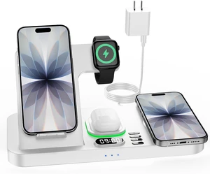 Dual Phone Foldable Wireless Charging Station for Apple, Couple&Family Use,Only for Apple Watch Charging, Dual Phone Slots, 7Color Cyclic Ambient Light, Digital Clock Display, for Travel& Couple Gift Dual Phone Foldable Wireless Charging Station for Apple, Couple&Family Use,Only for Apple Watch Charging, Dual Phone Slots, 7Color Cyclic Ambient Light, Digital Clock Display, for Travel& Couple Gift