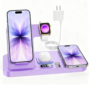Dual Phone Foldable Wireless Charging Station for Apple, Couple&Family Use,Only for Apple Watch Charging, Dual Phone Slots, 7Color Cyclic Ambient Light, Digital Clock Display, for Travel& Couple Gift Dual Phone Foldable Wireless Charging Station for Apple, Couple&Family Use,Only for Apple Watch Charging, Dual Phone Slots, 7Color Cyclic Ambient Light, Digital Clock Display, for Travel& Couple Gift