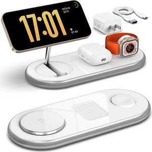 3 in 1 Charging Station for Apple - Faster Mag-Safe Charger Stand for iPhone - Magnetic Wireless Charger Station for iPhone 17/16/15/14/13/12 Series, Apple Watch Series, AirPods Pro (White) 3 in 1 Charging Station for Apple - Faster Mag-Safe Charger Stand for iPhone - Magnetic Wireless Charger Station for iPhone 17/16/15/14/13/12 Series, Apple Watch Series, AirPods Pro (White)