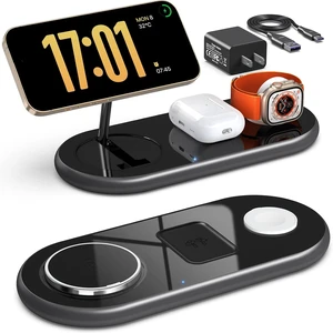 3 in 1 Charging Station for Apple Devices, Mag-Safe Charger Stand, Magnetic Wireless Charger Station for iPhone 17 16 15 14 13 12 Series, for iWatch Ultra 10 9 8 7 SE 6 5 4 3, for AirPods (Black) 3 in 1 Charging Station for Apple Devices, Mag-Safe Charger Stand, Magnetic Wireless Charger Station for iPhone 17 16 15 14 13 12 Series, for iWatch Ultra 10 9 8 7 SE 6 5 4 3, for AirPods (Black)
