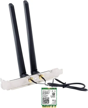 AX210NGW DTK WiFi Card WiFi 6E Supports 6GHz, 2230, 2x2 AX+BT 5.3+Tri-Band, Includes RF Cable (11 inch), 5dBi High Gain Antennas and Low-Profile Brackets AX210NGW DTK WiFi Card WiFi 6E Supports 6GHz, 2230, 2x2 AX+BT 5.3+Tri-Band, Includes RF Cable (11 inch), 5dBi High Gain Antennas and Low-Profile Brackets
