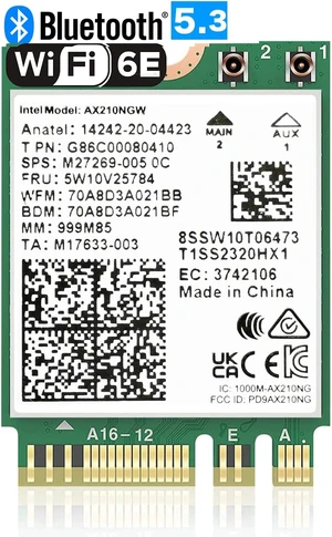 WiFi 6E AX210 NGW Wireless Card M.2 2230/NGFF WiFi 6E Laptop Module with Bluetooth 5.3, 5400Mbps Tri-Band AX210 WiFi Chip Adapter, MU-MIMO, Ultra-Low Latency, Supports Windows 11/10 (64bit) WiFi 6E AX210 NGW Wireless Card M.2 2230/NGFF WiFi 6E Laptop Module with Bluetooth 5.3, 5400Mbps Tri-Band AX210 WiFi Chip Adapter, MU-MIMO, Ultra-Low Latency, Supports Windows 11/10 (64bit)