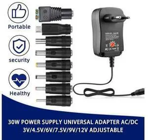 3V 4.5V 5V 6V 7.5V 9V 12V 2A 2.5A AC DC Adaptor Adjustable Power Adapter Universal Charger Supply 30W 3V 4.5V 5V 6V 7.5V 9V 12V 2A 2.5A AC DC Adaptor Adjustable Power Adapter Universal Charger Supply 30W