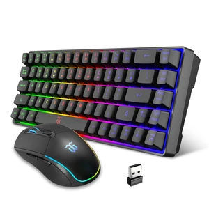 60% Wireless Gaming Keyboard and Mouse Combo, Black | LED Backlit Rechargeable 2000mAh Battery, Small Membrane Gaming Keyboard + Popular RGB Mice for Gaming, Business Office 60% Wireless Gaming Keyboard and Mouse Combo, Black | LED Backlit Rechargeable 2000mAh Battery, Small Membrane Gaming Keyboard + Popular RGB Mice for Gaming, Business Office