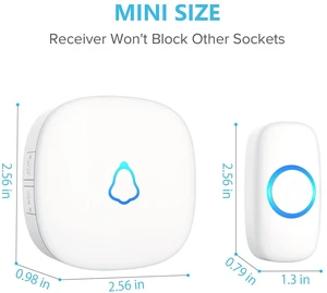 Wireless Doorbell 2 Buttons 2 Receivers, Mini Waterproof Door Bell Operating at 1000 Feet, M520+F55 Doorbells with 52 Melodies, 5 Volume Levels & LED Flash Wireless Doorbell 2 Buttons 2 Receivers, Mini Waterproof Door Bell Operating at 1000 Feet, M520+F55 Doorbells with 52 Melodies, 5 Volume Levels & LED Flash