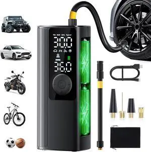 Tire Inflator Portable Air Compressor, 3X Faster Inflation Cordless Air Pump for Car Tires with Digital Pressure Gauge/LED Light, 150PSI Tire Pump with Auto Shut-Off for Car, Motorcycle, Bicycle, Ball Tire Inflator Portable Air Compressor, 3X Faster Inflation Cordless Air Pump for Car Tires with Digital Pressure Gauge/LED Light, 150PSI Tire Pump with Auto Shut-Off for Car, Motorcycle, Bicycle, Ball