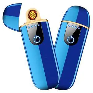 Electric Lighter, Smart USB Rechargeable, Mini Touch Ignition Windproof Flameless Plasma Lighter with Battery Indicator for Men Father Gifts (Blue) Electric Lighter, Smart USB Rechargeable, Mini Touch Ignition Windproof Flameless Plasma Lighter with Battery Indicator for Men Father Gifts (Blue)