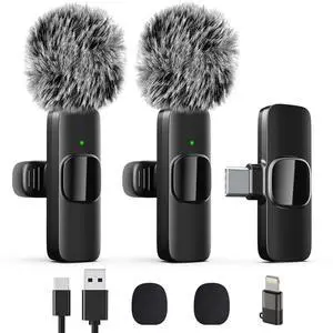 Professional Wireless Lavalier Lapel Microphone for iPhone, iPad, Mini Video Recording Mic for Interview Video Podcast Vlog YouTube & Livestream, Noise Reduction, Plug & Play, 2 Pack (Type-C port) Professional Wireless Lavalier Lapel Microphone for iPhone, iPad, Mini Video Recording Mic for Interview Video Podcast Vlog YouTube & Livestream, Noise Reduction, Plug & Play, 2 Pack (Type-C port)