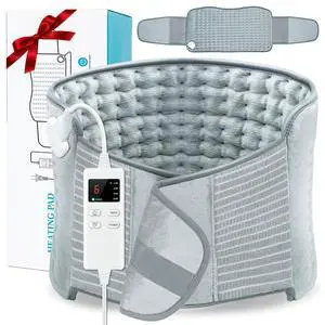 Heating Pad for Back Pain Relief, Upgraded (12"x24"+26'') Extra Large Heating Pad for Period Cramps with 4 Timers Auto Shut Off & 6 Heat Levels, Electric Heating Pad for Lower Back Neck Shoulder, Gray Heating Pad for Back Pain Relief, Upgraded (12"x24"+26'') Extra Large Heating Pad for Period Cramps with 4 Timers Auto Shut Off & 6 Heat Levels, Electric Heating Pad for Lower Back Neck Shoulder, Gray