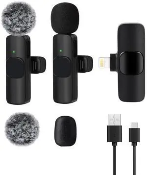 Professional Wireless Lavalier Microphone for iPhone iPad, Wireless Microphone- 2 Pack Noise Canceling Crystal Clear Recording with USB-C, Live Streaming, YouTube, TikTok Professional Wireless Lavalier Microphone for iPhone iPad, Wireless Microphone- 2 Pack Noise Canceling Crystal Clear Recording with USB-C, Live Streaming, YouTube, TikTok