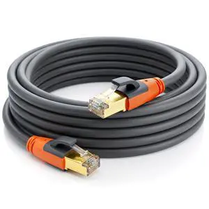 Cat 8 Ethernet Cable 25ft, High Speed LAN Cables 40Gbps 2000MHz Shielded, Heavy Duty 26AWG Outdoor Indoor Cat8 RJ45 Internet Cord Compatible with Gaming PC PS5 Xbox Router Modem Office Industrial Cat 8 Ethernet Cable 25ft, High Speed LAN Cables 40Gbps 2000MHz Shielded, Heavy Duty 26AWG Outdoor Indoor Cat8 RJ45 Internet Cord Compatible with Gaming PC PS5 Xbox Router Modem Office Industrial
