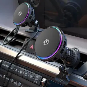 2026 Upgraded TEC and Fan Dual Cooling Magnetic Wireless Car Charger, For 15W Magsafe Car Charger Mount, RGB, Air Vent/Dashboard Fast Wireless Charging Car Phone Holder for iPhone 17/16/15/14/13/12 2026 Upgraded TEC and Fan Dual Cooling Magnetic Wireless Car Charger, For 15W Magsafe Car Charger Mount, RGB, Air Vent/Dashboard Fast Wireless Charging Car Phone Holder for iPhone 17/16/15/14/13/12