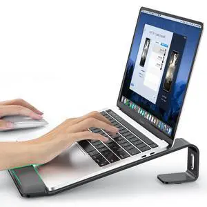 Laptop Stand for Desk, Metal Laptop Stand with Wrist Support, Ergonomic Detachable Laptop Riser, Aluminum Lectern, Computer Stand for MacBook Air Pro, HP, Dell, XPS, HP (10-17") Laptops - Black Laptop Stand for Desk, Metal Laptop Stand with Wrist Support, Ergonomic Detachable Laptop Riser, Aluminum Lectern, Computer Stand for MacBook Air Pro, HP, Dell, XPS, HP (10-17") Laptops - Black