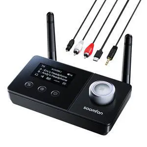 Dual Antenna Bluetooth 5.3 Transmitter Receiver for TV 2 Headphones Dual Antenna Bluetooth 5.3 Transmitter Receiver for TV 2 Headphones