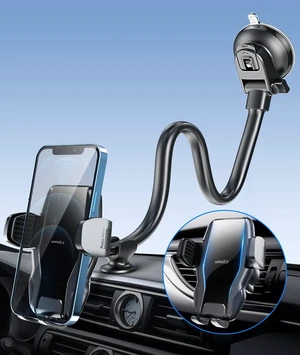 13" Gooseneck Truck Phone Mount, Suction Cup for Windshield Vent | Flexible Long Arm, Anti-Shake Stabilizer, Windshield, Dash, or Vent Mount, for Most Trucks/Cars, Fits 4.7-6.8 inch Phones 13" Gooseneck Truck Phone Mount, Suction Cup for Windshield Vent | Flexible Long Arm, Anti-Shake Stabilizer, Windshield, Dash, or Vent Mount, for Most Trucks/Cars, Fits 4.7-6.8 inch Phones
