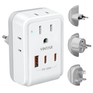 European Travel Plug Adapter, PD 35W Type C,G,E/F Detachable Plugs 7 in 1 with 4 AC 3 USB Ports (2 USB C), Light and Compact Kit for Travel, Universal Travel Adapter for US to Europe UK France European Travel Plug Adapter, PD 35W Type C,G,E/F Detachable Plugs 7 in 1 with 4 AC 3 USB Ports (2 USB C), Light and Compact Kit for Travel, Universal Travel Adapter for US to Europe UK France