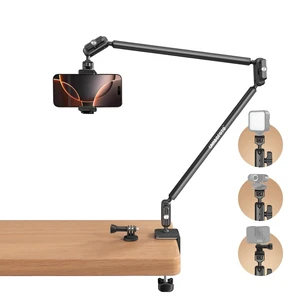 33" Magic Arm Phone Desk Clamp, Overhead Camera Mount, Boom Arm | Webcam Arm with 1/4" Screw, Stable C-clamp, Phone Holder/Action Cam Adapter Included, Long Phone Arm for POV Shot, Mic, Light 33" Magic Arm Phone Desk Clamp, Overhead Camera Mount, Boom Arm | Webcam Arm with 1/4" Screw, Stable C-clamp, Phone Holder/Action Cam Adapter Included, Long Phone Arm for POV Shot, Mic, Light