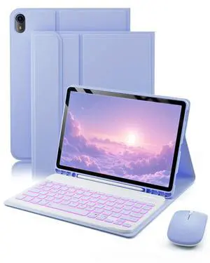 for iPad A16 11th / 10th Generation Case with Backlit Keyboard - 7 Color Change for iPad 10th Gen 2022 & 11th Gen 2025 A16 10.9/11 inch Cover - Built-in Pencil Holder with Mouse - Purple for iPad A16 11th / 10th Generation Case with Backlit Keyboard - 7 Color Change for iPad 10th Gen 2022 & 11th Gen 2025 A16 10.9/11 inch Cover - Built-in Pencil Holder with Mouse - Purple