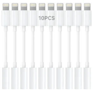 Apple MFi Certified Lightning to 3.5mm Headphone Jack Adapter -Premium Audio Quality & DAC Chip for Music Listening Car, Gym, Home Office, Compatible with iPhone 14/13/12/11/X/8/7 10Pack (White) Apple MFi Certified Lightning to 3.5mm Headphone Jack Adapter -Premium Audio Quality & DAC Chip for Music Listening Car, Gym, Home Office, Compatible with iPhone 14/13/12/11/X/8/7 10Pack (White)
