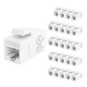 UL Listed 25-Pack RJ45 CAT6 Keystone Coupler Female to Female Insert Coupler, UTP CAT6 Keystone Inline Coupler White UL Listed 25-Pack RJ45 CAT6 Keystone Coupler Female to Female Insert Coupler, UTP CAT6 Keystone Inline Coupler White