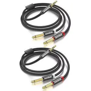 2pack 10Ft 3.5mm TRS to Dual 6.35mm Stereo Cable 1/8 TRS to Dual 6.35mm 1/4 TS Mono Y Splitter Audio Cord Adapter for Smartphone, Mixer,PC, CD Player, Speakers and Home Stereo System 2pack 10Ft 3.5mm TRS to Dual 6.35mm Stereo Cable 1/8 TRS to Dual 6.35mm 1/4 TS Mono Y Splitter Audio Cord Adapter for Smartphone, Mixer,PC, CD Player, Speakers and Home Stereo System