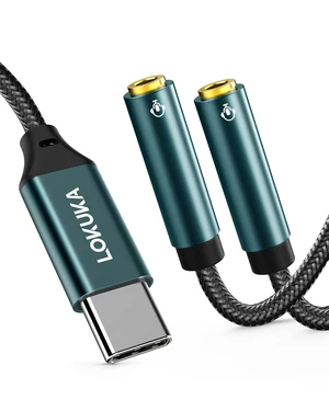 USB C to Dual 3.5mm Headphone Splitter (4 Feet) Type C to AUX TRRS Audio Adapter with Hi-Res DAC Chip, for USB-C Smartphone, Laptop, Pad to Two Headphones, Speakers, TRRS Microphones USB C to Dual 3.5mm Headphone Splitter (4 Feet) Type C to AUX TRRS Audio Adapter with Hi-Res DAC Chip, for USB-C Smartphone, Laptop, Pad to Two Headphones, Speakers, TRRS Microphones