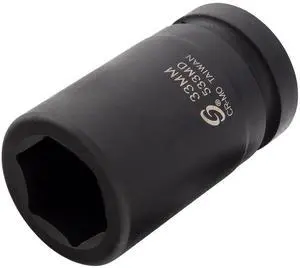 SUNEX TOOLS 533MD, 1 Inch Drive, 33mm Deep Impact Socket, Cr-Mo Steel, Radius Corner Design, Chamfered Opening, Dual Size Markings SUNEX TOOLS 533MD, 1 Inch Drive, 33mm Deep Impact Socket, Cr-Mo Steel, Radius Corner Design, Chamfered Opening, Dual Size Markings