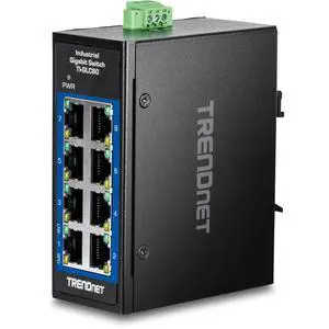 TRENDnet 8-Port Industrial Gigabit DIN-Rail Mini Switch, TI-GLC80, 8 x Gigabit Ports, Extreme Temperature IP30 Rated, 16Gbps Switch Capacity, Black TRENDnet 8-Port Industrial Gigabit DIN-Rail Mini Switch, TI-GLC80, 8 x Gigabit Ports, Extreme Temperature IP30 Rated, 16Gbps Switch Capacity, Black
