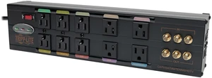 Isobar 10 Outlet Audio/Video Surge Protector Tel/Modem/Coax/Network 8ft Cord Right Angle Plug, & $500,000 Insurance (HT10DBS) Black Isobar 10 Outlet Audio/Video Surge Protector Tel/Modem/Coax/Network 8ft Cord Right Angle Plug, & $500,000 Insurance (HT10DBS) Black