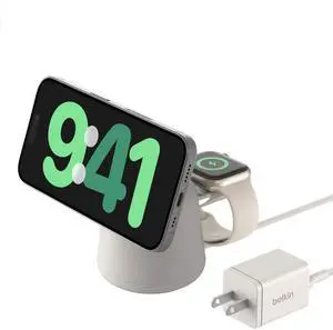 2-in-1 Qi2 Wireless Charging Dock 15W Fast Charge iPhone Charger Compatible with iPhone 17, 16, 15, 14, and 13 Series, AirPods, and Other Qi2 Enabled Devices, Includes Power Supply - Sand 2-in-1 Qi2 Wireless Charging Dock 15W Fast Charge iPhone Charger Compatible with iPhone 17, 16, 15, 14, and 13 Series, AirPods, and Other Qi2 Enabled Devices, Includes Power Supply - Sand