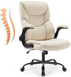 Sweetcrispy Ergonomic Office Chair Heavy Duty Task Desk Chair with Flip-up Arms, PU Leather, Adjustable Swivel Rolling Chair with Wheels, Beige Sweetcrispy Ergonomic Office Chair Heavy Duty Task Desk Chair with Flip-up Arms, PU Leather, Adjustable Swivel Rolling Chair with Wheels, Beige