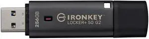 Kingston Ironkey Locker+ 50 G2 256GB Encrypted USB Drive | FIPS 197 | AES-XTS Protection | Multi-Password Security | USB 3.2 Gen 1 | IKLP50G2/256GB Kingston Ironkey Locker+ 50 G2 256GB Encrypted USB Drive | FIPS 197 | AES-XTS Protection | Multi-Password Security | USB 3.2 Gen 1 | IKLP50G2/256GB