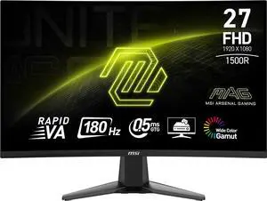 MAG 27C6FA 27-inch 1920 x 1080 (FHD), Rapid VA, Gaming Monitor 180Hz, AMD FreeSync, 0.5ms, HDMI, Display-Port, VESA, Tilt, Black MAG 27C6FA 27-inch 1920 x 1080 (FHD), Rapid VA, Gaming Monitor 180Hz, AMD FreeSync, 0.5ms, HDMI, Display-Port, VESA, Tilt, Black